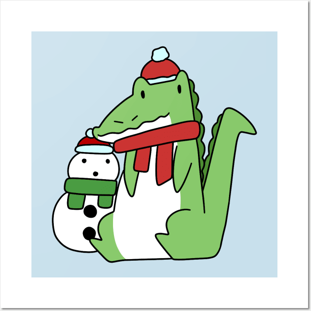 Alligator and Snowman Wall Art by saradaboru